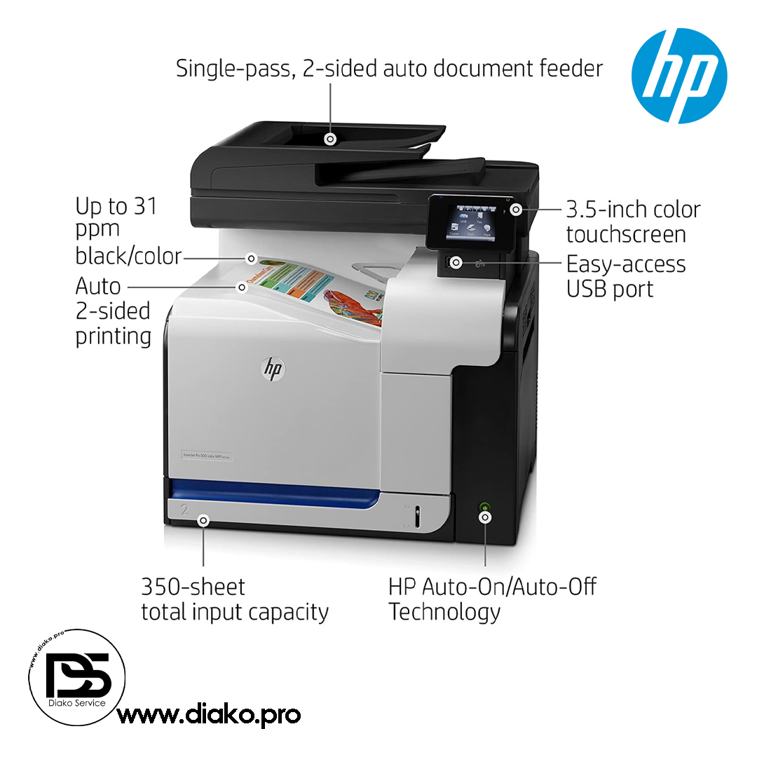 l Diako.pro پرینتر لیزری چهار کاره رنگی اچ پی HP LaserJet Pro 500 color MFP  M570dw